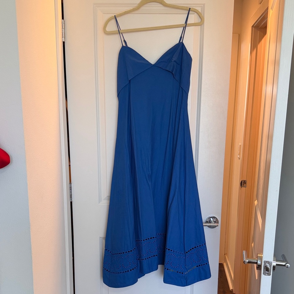 Mango embroidered dress with turn-down neckline